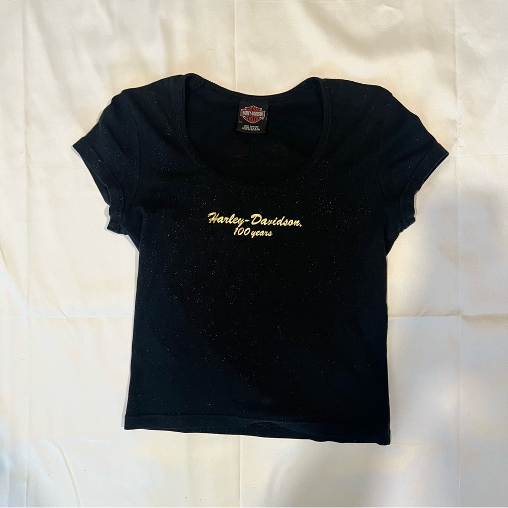 Harley-Davidson Black Sparkle Baby Tee | Size M
